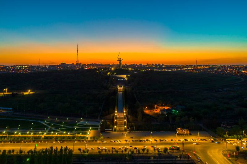 волгоград,ночной город,панорама города,Мамаев Курган